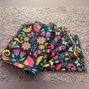 Floral Black Table Runners Set of 5